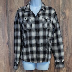 Harley Davidson Plaid Graphic Button Down Shirt L               R212